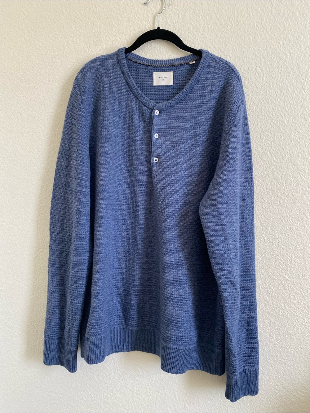 Billy Reid Henley Merino Wool Cotton Sweater